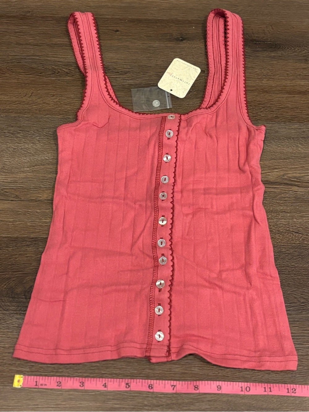 Free People End Game Pointelle Tank, Vintage Rosey- Small